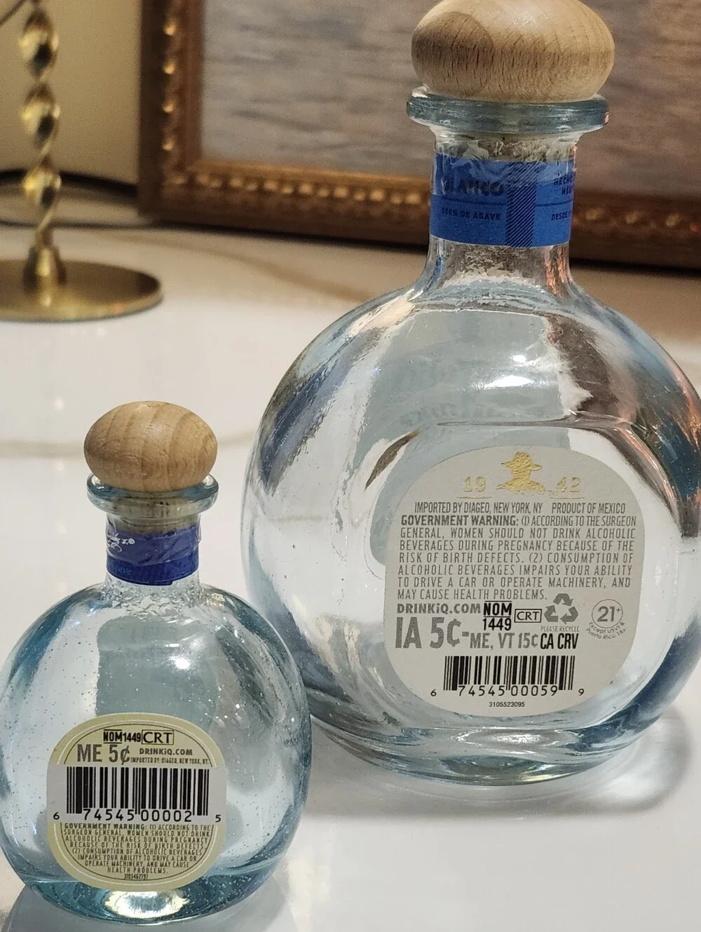 Don Julio Blanco Empty Bottle Lot 375ml 50ml Mini Blue Glass Wood Cork Tequila